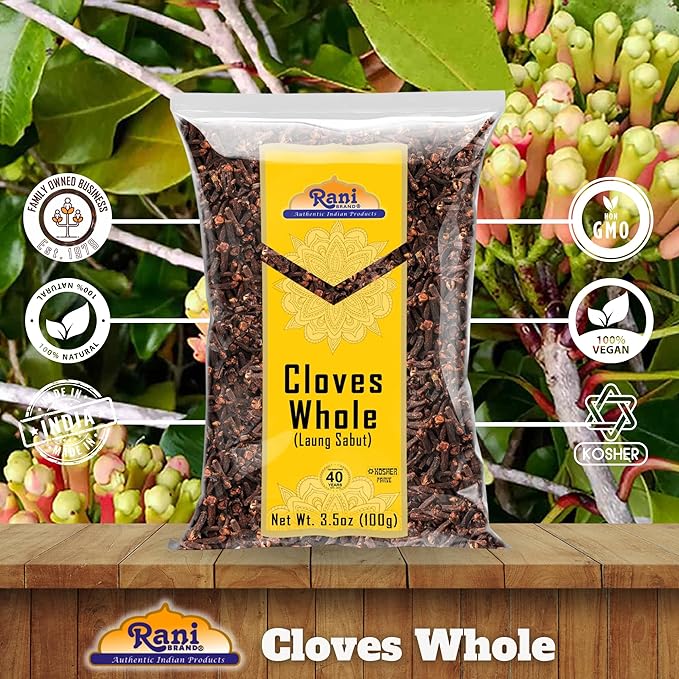 Rani Cloves Whole (Laung) 3.5oz (100g) Great for Food, Tea, Pomander Balls and Potpourri, Hand