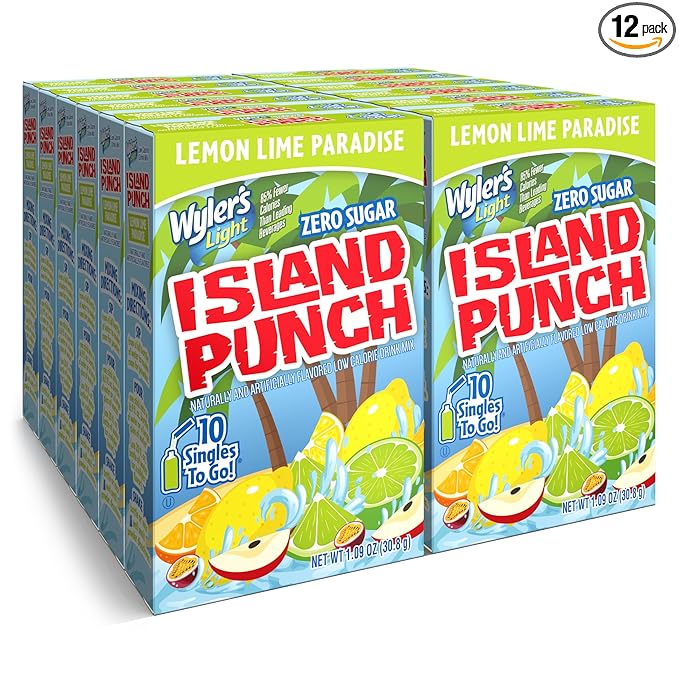 Wyler?셲 Light Island Punch Singles To Go, Lemon Lime Paradise, 10-Count per Box (12 Pack) ??Low