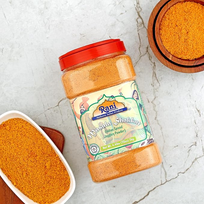 Rani Masala Shakkar (Indian Spiced Jaggery Powder) Unrefined Raw Cane Sugar 70oz (4.4lbs) 2kg PET