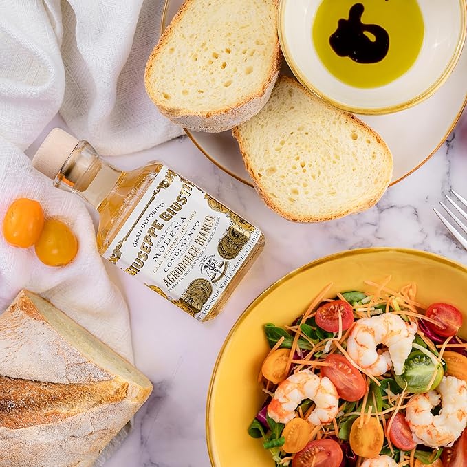 Giusti White Balsamic Vinegar Dressing – Condiment for Cooking and Finishing Dishes such as Salads