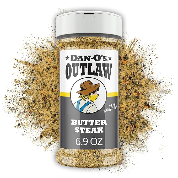 Dan-O's Outlaws Butter Steak Seasoning, 6.9 oz Bottle, All Purpose Seasoning for Steak, Chicken