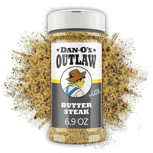 Dan-O's Outlaws Butter Steak Seasoning, 6.9 oz Bottle, All Purpose Seasoning for Steak, Chicken