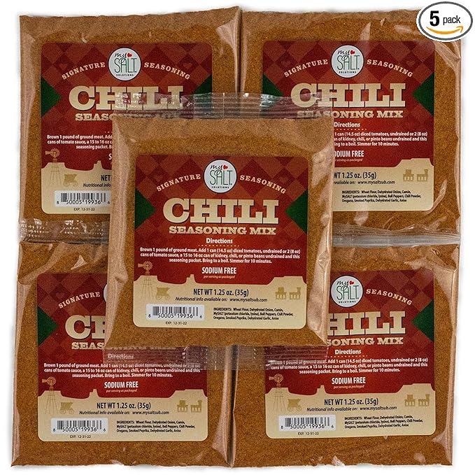 MySALT Chili Seasoning Mix 5 Pack ??Classic Chili Flavor Without the Salt ??Quick, Low Sodium Meal