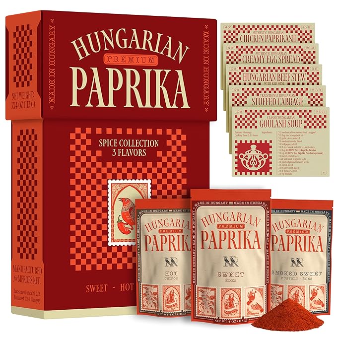 Premium Hungarian Paprika Spice Collection GIFT SET ??Sweet, Smoked & Hot (3 x 4 oz) - Five