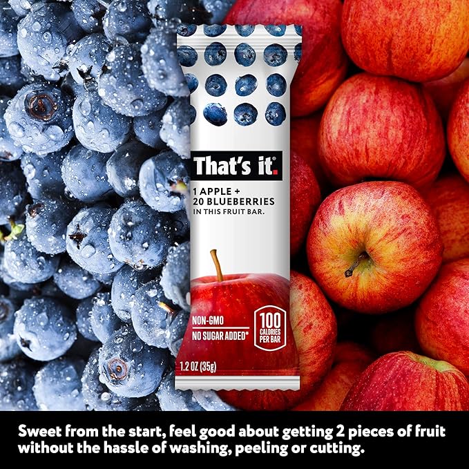 That's it. Apple + Blueberry 100% Natural Real Fruit Bar, Best High Fiber Vegan, Gluten Free