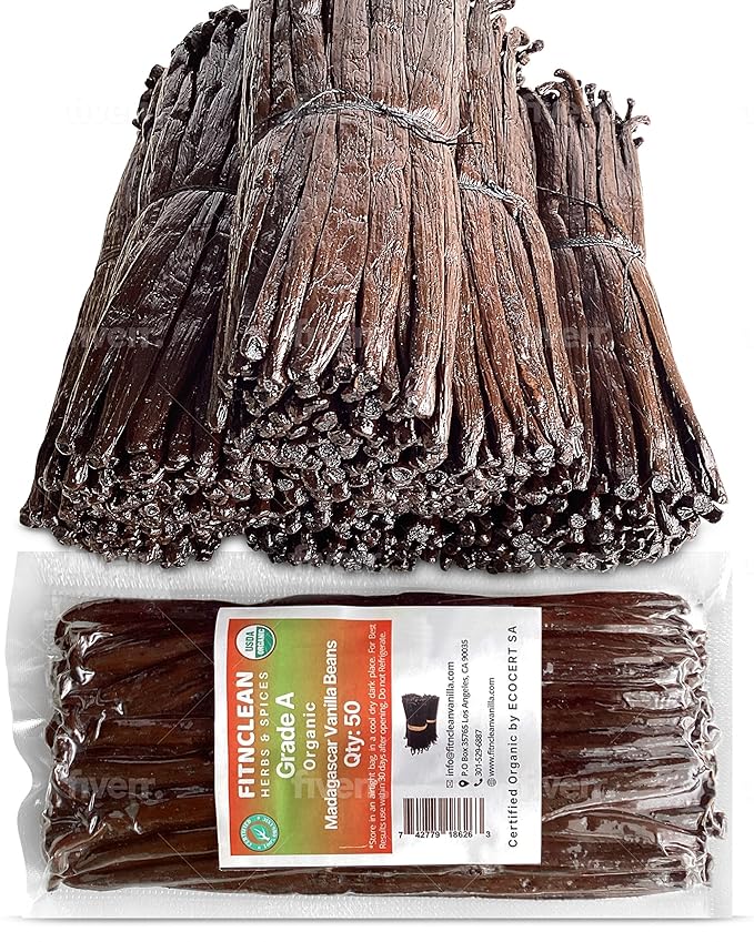 50 Organic Grade A Madagascar Vanilla Beans. Certified USDA Organic for Extract and all things