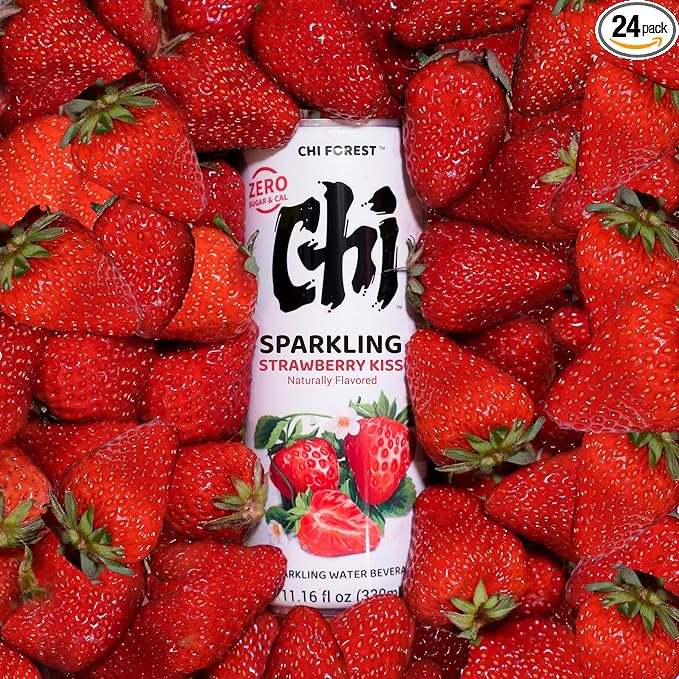 CHI FOREST Strawberry Sparkling Water Beverage, Zero Sugar Drinks, Zero Artificial Flavor, 11.16 fl