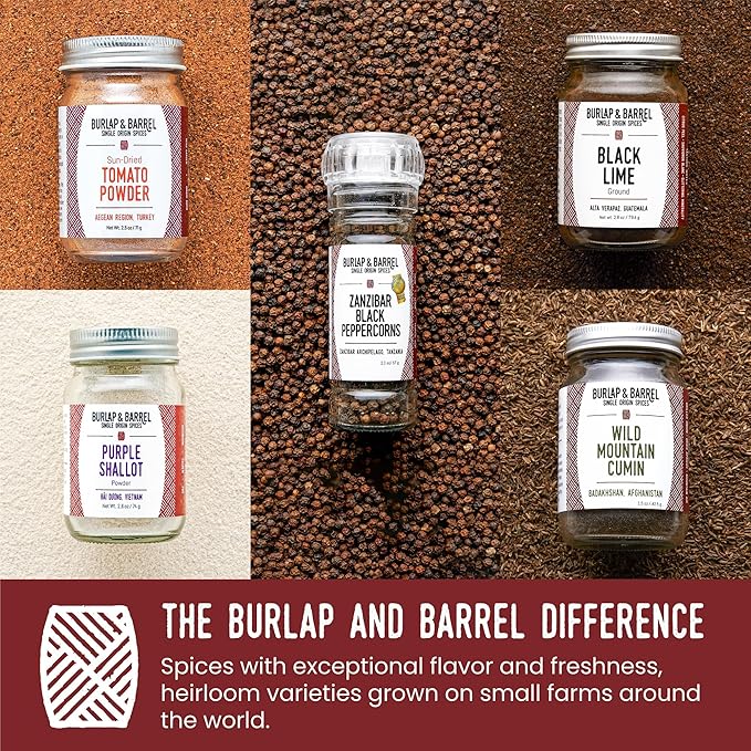 Burlap & Barrel BBQ Rub & Seasoning Gift Set ??5 Jars of Single-Origin Spices Including Zanzibar