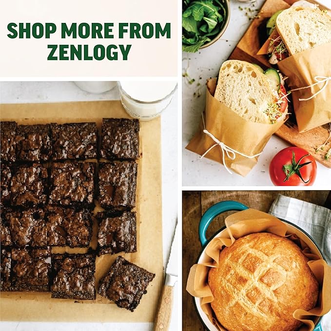 Zenlogy Parchment Paper Sheets 12x16 (200 sheets) for Baking - Unbleached Chlorine-free High Heat
