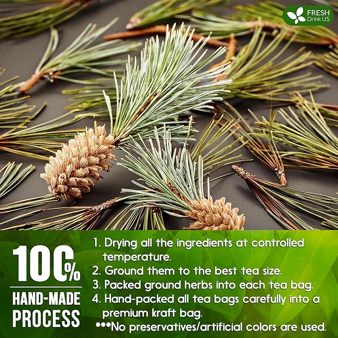 FreshDrinkUS, Pine Needle Tea Bags ??40 Tea Bags, Naturally Caffeine-Free, Refreshing Herbal Tea