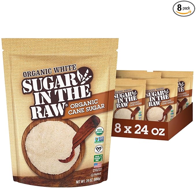 Sugar In The Raw Organic Granulated White Premium Cane Sugar, No Erythritol, Pure Natural
