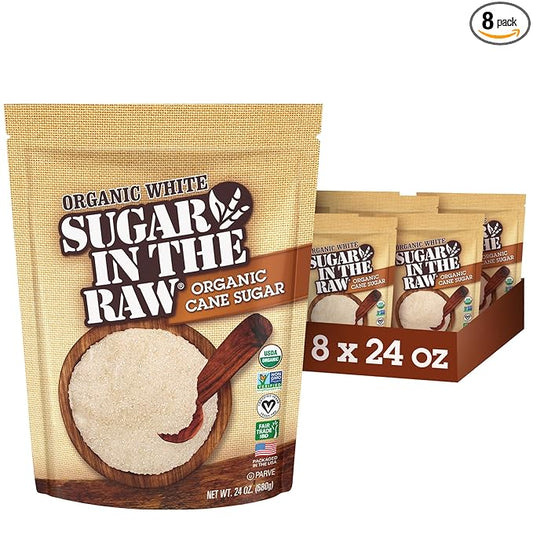 Sugar In The Raw Organic Granulated White Premium Cane Sugar, No Erythritol, Pure Natural