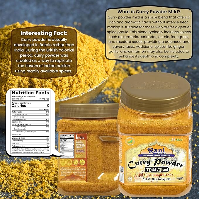 Rani Curry Powder Mild (10-Spice Authentic Indian Blend) 1lb (454g) PET Jar ~ All Natural |