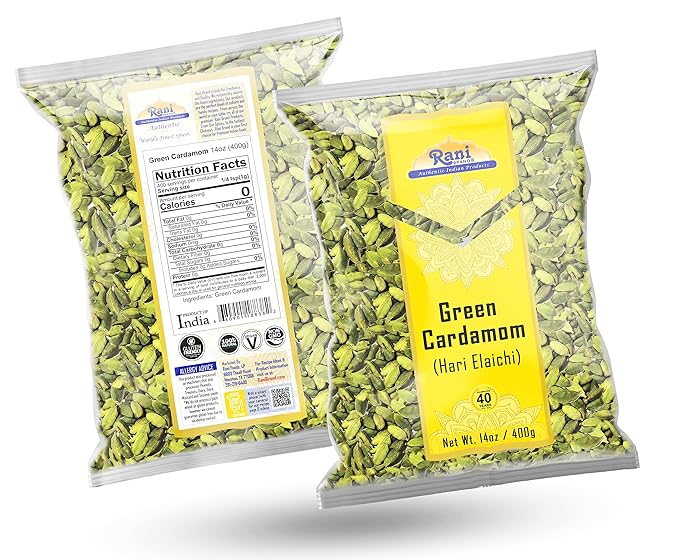 Rani Green Cardamom Pods Spice (Hari Elachi) 14oz (400g) ~ All Natural | Vegan | Gluten Friendly |