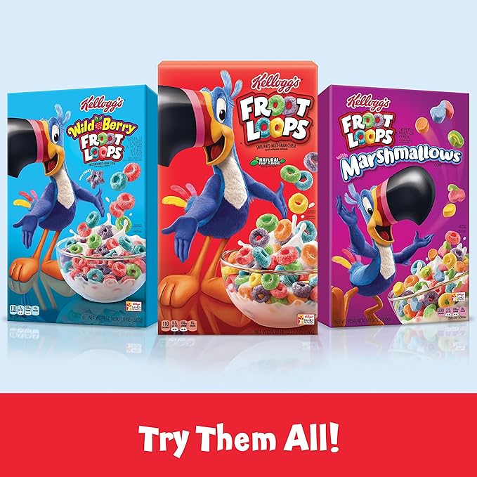 Kellogg's Froot Loops, Breakfast Cereal, Original, .75oz (96 Count)