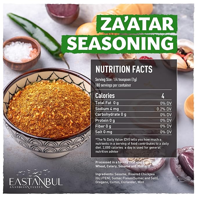Eastanbul Zaatar Seasoning, 6.3oz, Za'atar, Zaatar Spice from Middle Eastern Spices, Perfect for