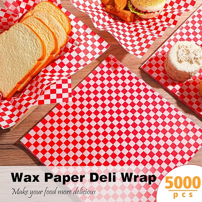 Sieral 5000 Sheets Sandwich Wrap Sheet 12 x 12 Inch Wax Paper Bulk Fast Food Basket Liners