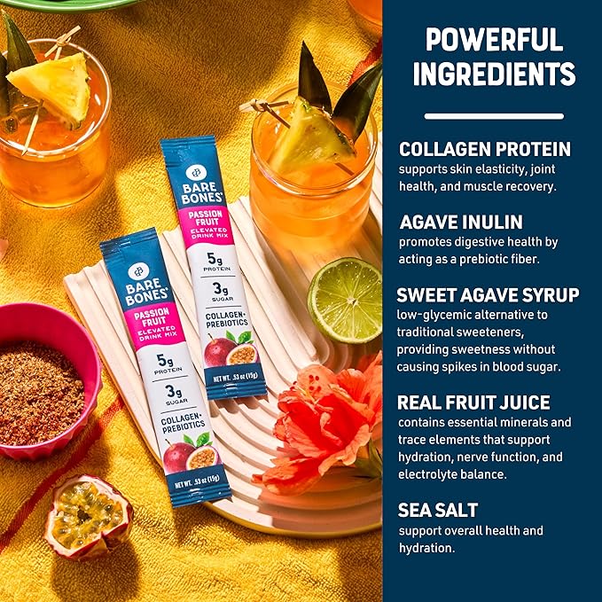 Bare Bones Passion Fruit Elevated Drink Mix | Light & Flavorful | Gluten-Free & Naturally Sweetened