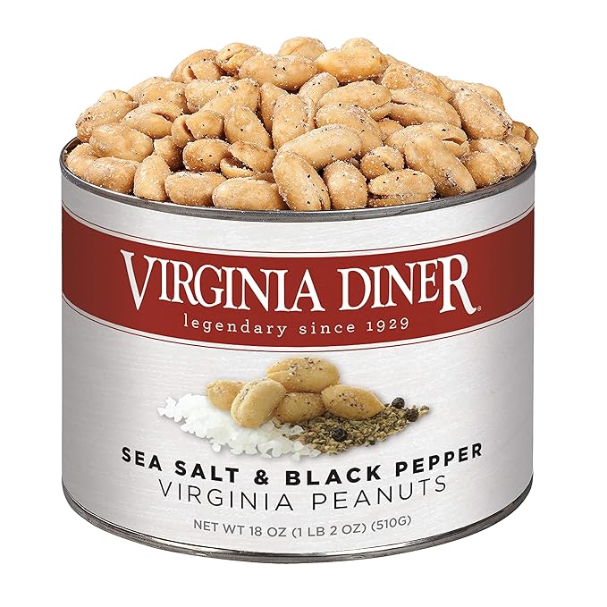 Virginia Diner Sea Salt & Pepper Blister Roasted All Natural Seasoned Virginia Peanuts, Gourmet
