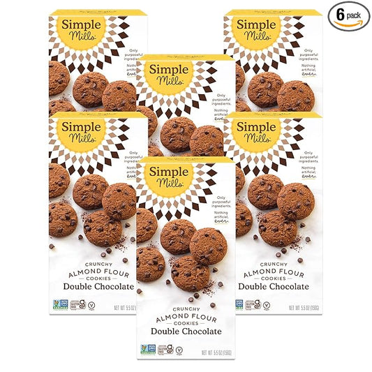 Simple Mills Almond Flour Crunchy Cookies, Double Chocolate Chip - Gluten Free, Vegan, Healthy