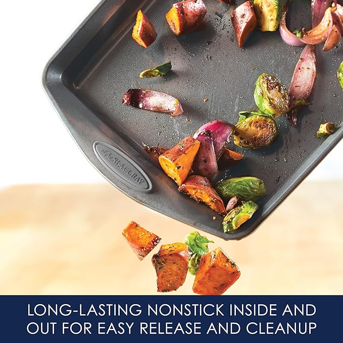 Rachael Ray Nonstick Bakeware Set with Grips, Nonstick Cookie Sheets / Baking Sheets - 3 Piece
