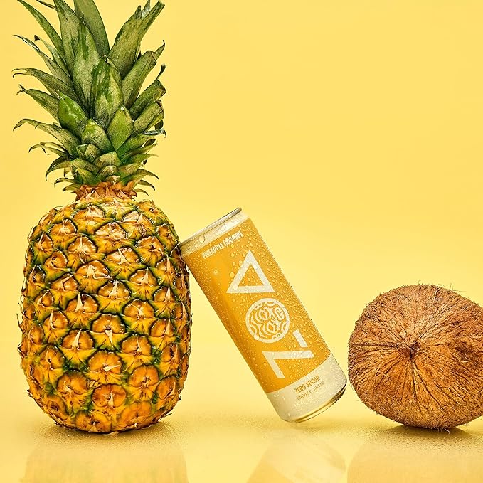 ZOA Zero Sugar Energy Drinks, Pineapple Coconut - Sugar Free with Electrolytes, Healthy Vitamin C