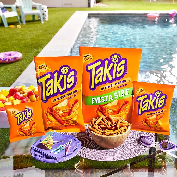 Takis Intense Nacho 40 pc / 1 oz Multipack - Cheddar Cheese Flavored Non-Spicy Rolled Tortilla