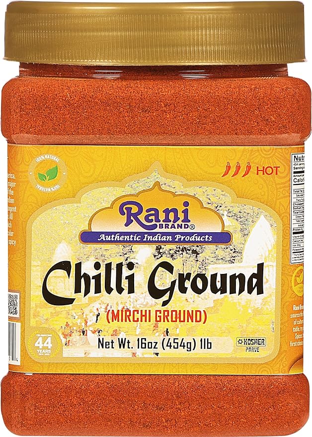 Rani Chilli Powder (Mirchi) Ground Indian Spice 16oz (1lb) 454g PET Jar ~ All Natural | Salt-Free |