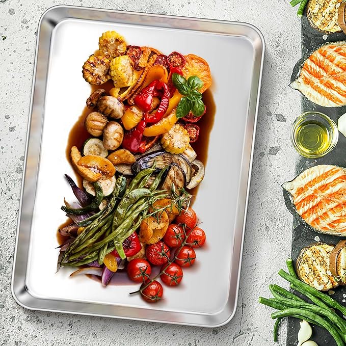 TeamFar Baking Sheet, 17.6’’ x 13’’ x 1’’ Stainless Steel Large Cookie Sheet Baking Tray Pan for