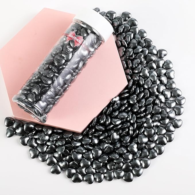 Kasvan Black Heart Shapes Sprinkles - Edible Candy Pearls 130g/4.58 Oz, Mix Size, Baking Cake