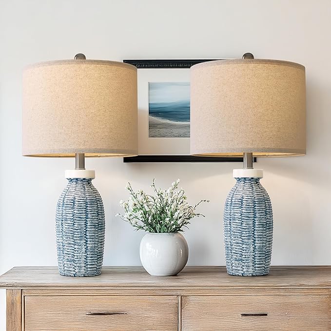 22.75" Table Lamps for Bedroom Living Room Boho Lamp Set of 2 Farmhouse Lamp Bedside Nightstand
