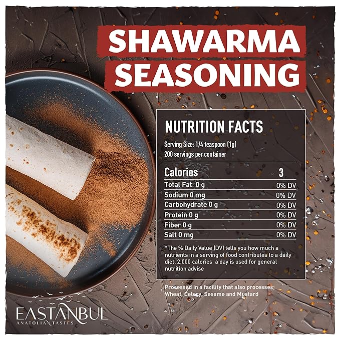 Eastanbul Shawarma Seasoning, 7.1oz, Shawarma Spice Blend, All-in-One Baharat Spice Blend of Middle