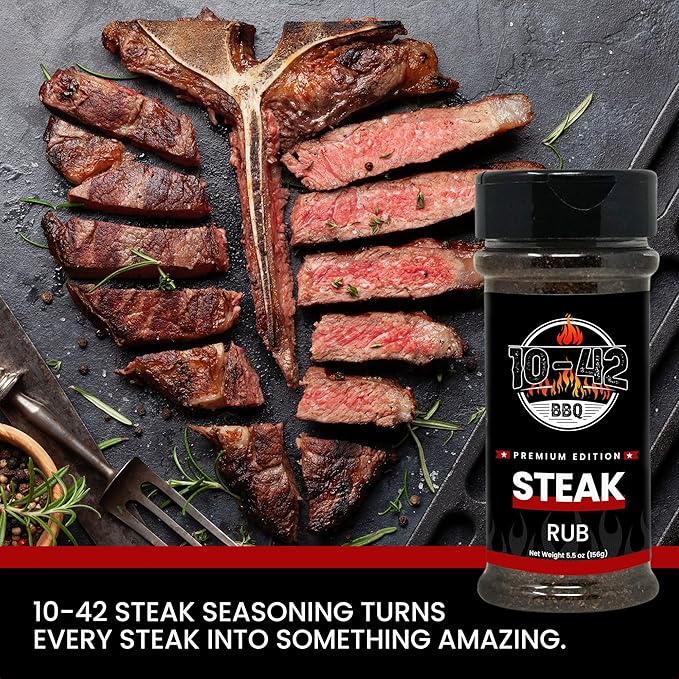 10-42 BBQ Steak Seasoning NO MSG, 0 Calorie | Meat Rub & Seasonings for Grilling, Beef & Pork |