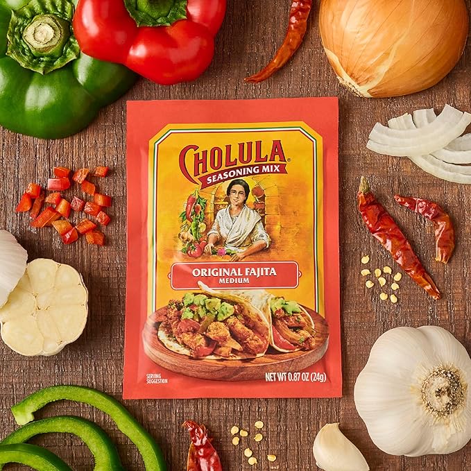 Cholula Seasoning Mix, Original Fajita, Medium Heat, For Chicken, Steak, Shrimp & Veggie Fajitas, 0.87 oz (Pack of 12)