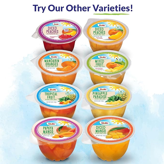 Dole Papaya Mango In 100% Fruit Juice Snacks, 4oz 36 Total Cups, Gluten & Dairy Free, Bulk Lunch