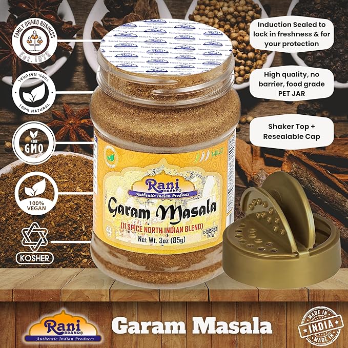 Rani Garam Masala Indian 11-Spice Blend 3oz (85g) PET Jar ~ All Natural, Salt-Free | Vegan | No