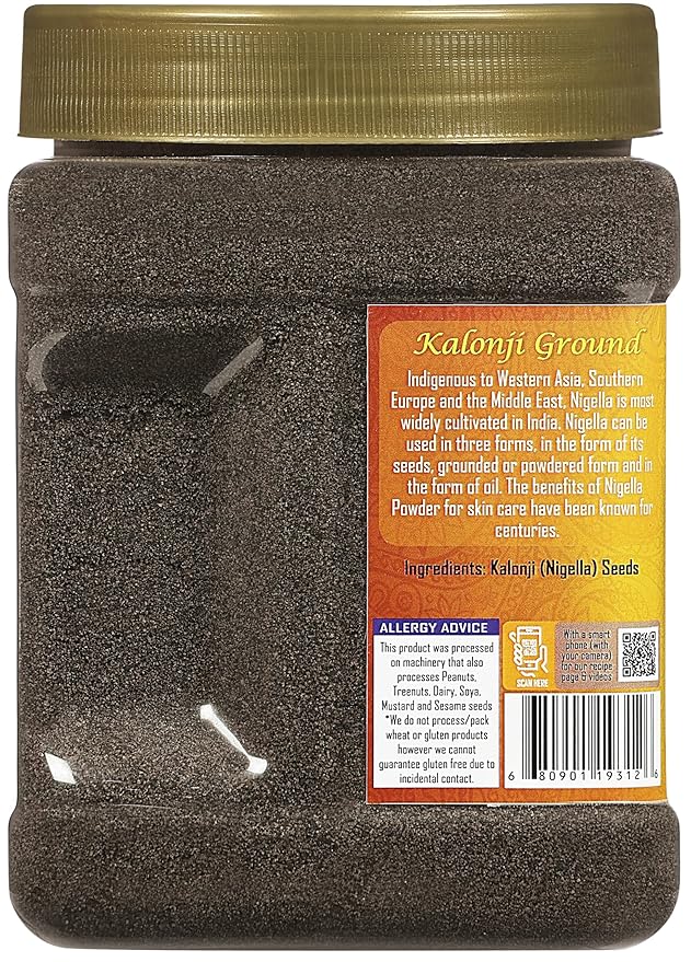 Rani Kalonji (Black Seed, Nigella Sativa, Black Cumin) Ground, Powder 16oz (1lb) 454g PET Jar ~ All