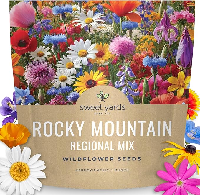 Rocky Mountain Regional Mix - Large 1 Ounce Packet - 25,000 Flower Seeds for Planting - Wildflower