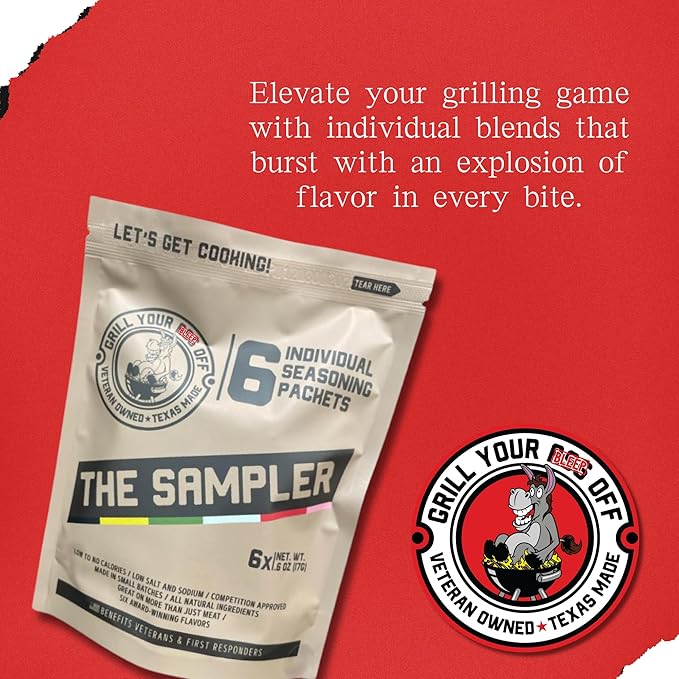 Grill Your As* Off Sample Pack Spices and Seasonings - (6 Pack) BBQ & Grill Seasoning for Beef