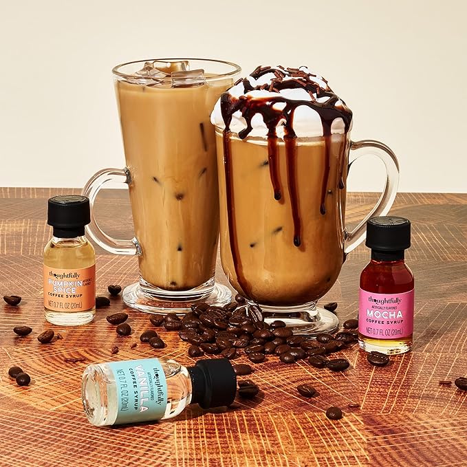 Thoughtfully Gourmet, Coffee Syrup Sampler Gift Set, Syrup Flavors Include Salted Caramel, Vanilla