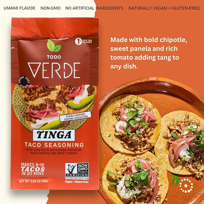 Tinga Taco Seasoning Packets - Todo Verde | Chef Curated Taco Blends with Red Miso & Black Garlic |