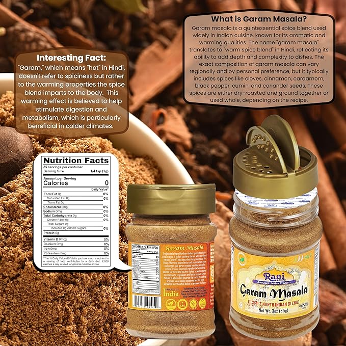 Rani Garam Masala Indian 11-Spice Blend 3oz (85g) PET Jar ~ All Natural, Salt-Free | Vegan | No