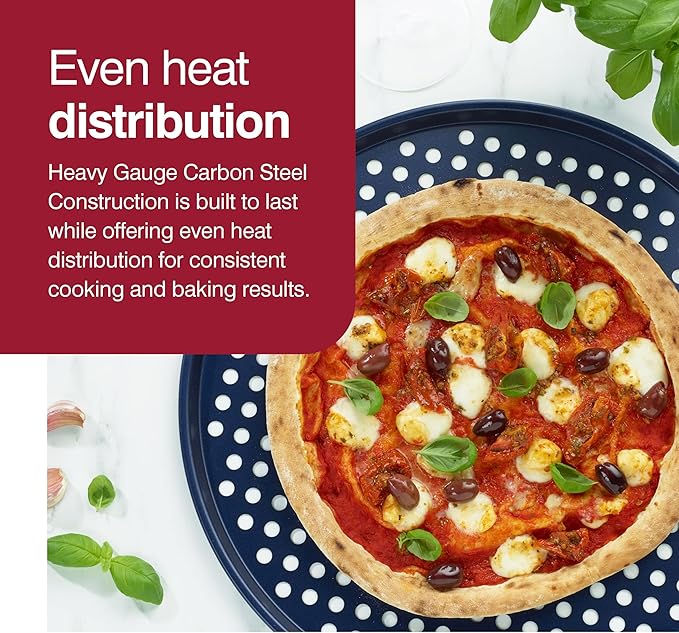 Zyliss Durable Non-Stick Pizza Tray | Carbon Steel | Dark Blue | Pizza Tray/Bakeware | Dishwasher