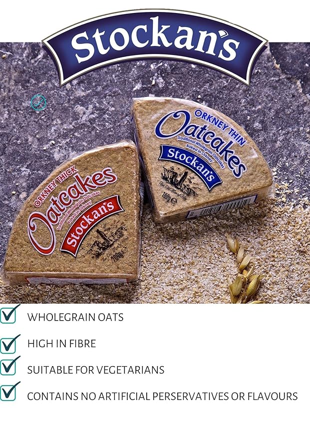 Stockan's Orkney Wholegrain Thin Oatcakes Gifting Tin - Traditional Scottish Savoury Biscuits