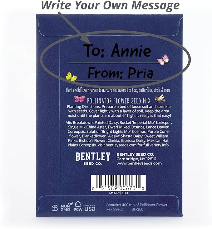 Bentley Seed Co. | Bee Kind Planet | Illustrated Bee Flower Seed Packets | Help Pollinators