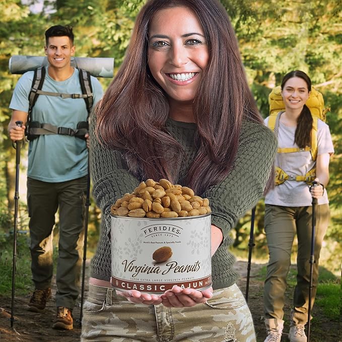 FERIDIES Cajun Virginia Peanuts, Super Extra Large, Spicy Snacks with Secret Seasoning, Gluten