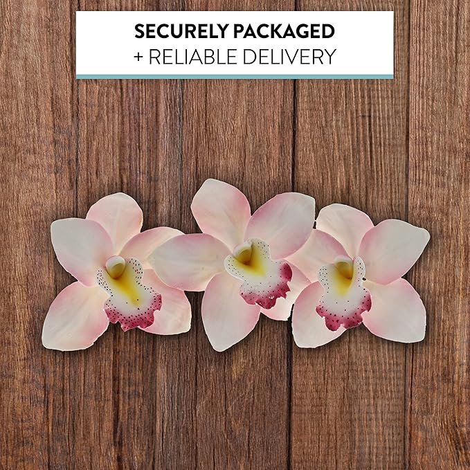 Global Sugar Art Cymbidium Orchid Sugar Cake Flowers, Pink, 3 Count by Chef Alan Tetreault