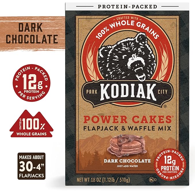 Kodiak Cakes Protein Pancake Power Cakes, Flapjack and Waffle Baking Mix, Dark Chocolate, 18 Ounce