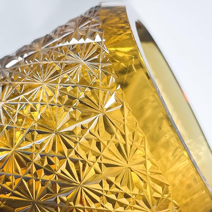 suigetsu Japanese Crystal Whiskey Glass, Cut Crystal Pattern, Luxury Cocktail Glassware (Amber)