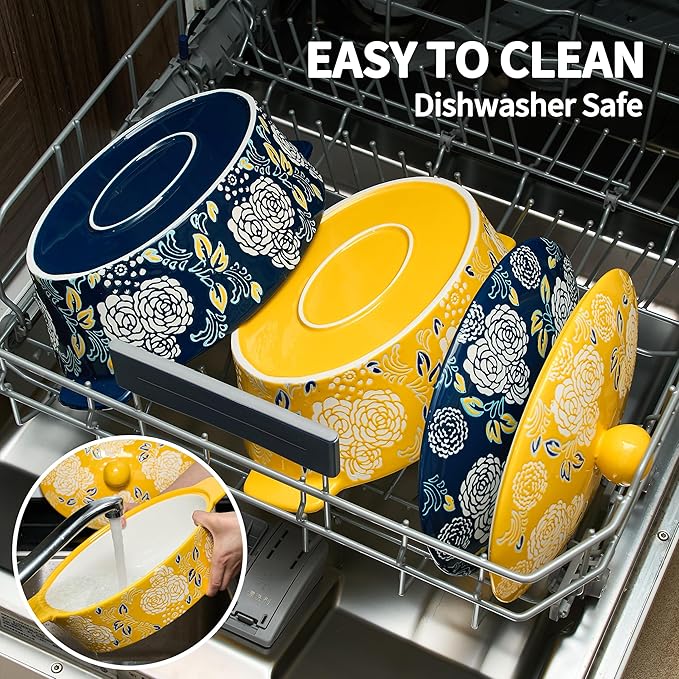 Ceramic Casserole Dish With Lid, Casserole Dishes for Oven, Baking Dish Lasagna Pans For Cooking